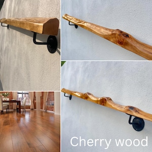 Handmade Wooden Handrail – Natural Finish | Custom Size | Wall Mounted Stair Railing | LIve edge |Rustic Modern Decor | EU Made