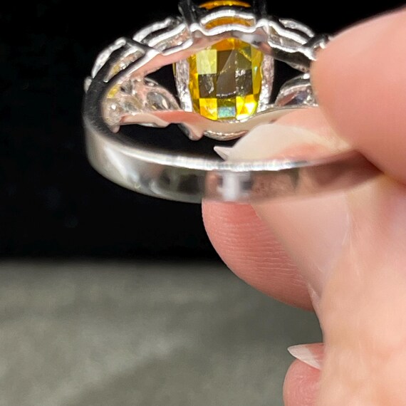 Sparkling Canary Yellow Statement Ring - Checkerb… - image 7