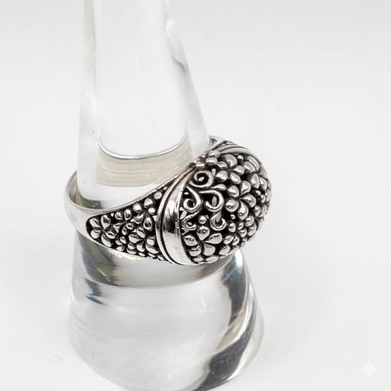 Solid 925 Sterling Silver Statement Ring, Ornate … - image 4