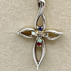 Lenox Sterling Silver Cross Necklace – Ruby, Sapphire, Opal, Aquamarine, Diamond