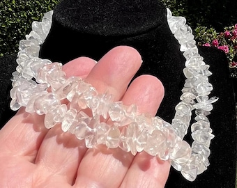 Vintage Clear Quartz Crystal Chip Necklace, 30 Inch