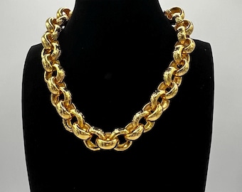 Kenneth Lane gold plated (tested) chunky link choker.