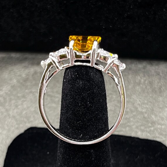 Sparkling Canary Yellow Statement Ring - Checkerb… - image 2