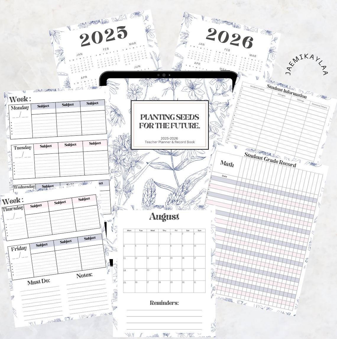 Editable Teacher Planner Canva Template | 2025-2026 Teacher Planner ...