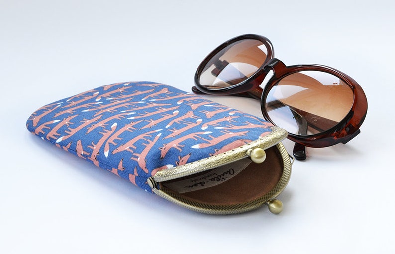 Fox fabric sunglasses case for women Soft glasses case Blue Etsy
