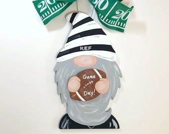Football Gnome, Wood Door Hanger, Referee, Gnome, Football Decor, Gnome Decor, Wall Decor