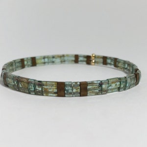 Tila Bead Stretch Bracelet, Miyuki Glass Beads, Chic, Boho, Stretchy