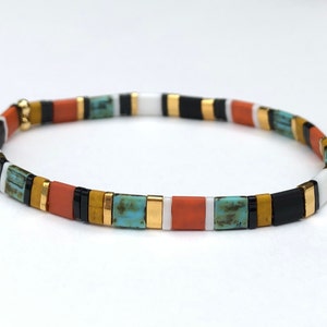 Tila Bead Stretch Bracelet, Miyuki Glass Beads, Chic, Boho, Stretchy