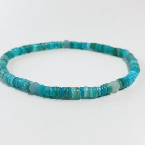 Shell Heishi Bead Stretch Bracelet, Boho, Stretchy