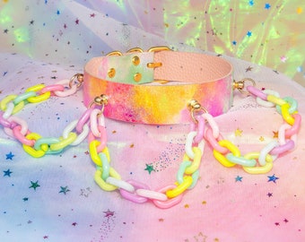Cute Rainbow Colors Shining Chain Choker, Necklace