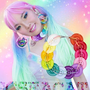 Kawaii Rainbow Color Button Choker