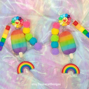 Rainbow Colors Kawaii Cute Popsicle Earrings