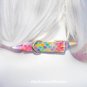 Gargantilla y collar con pinchos de colores arcoíris kawaii imagen 4