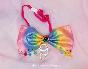 Kawaii Cute Rainbow Shining Hair Bow Hair Clip Bowtie, Harajuku Style