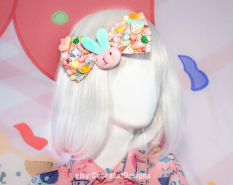 Fermaglio per capelli con fiocco per capelli a forma di coniglietto rosa kawaii, stile Harajuku