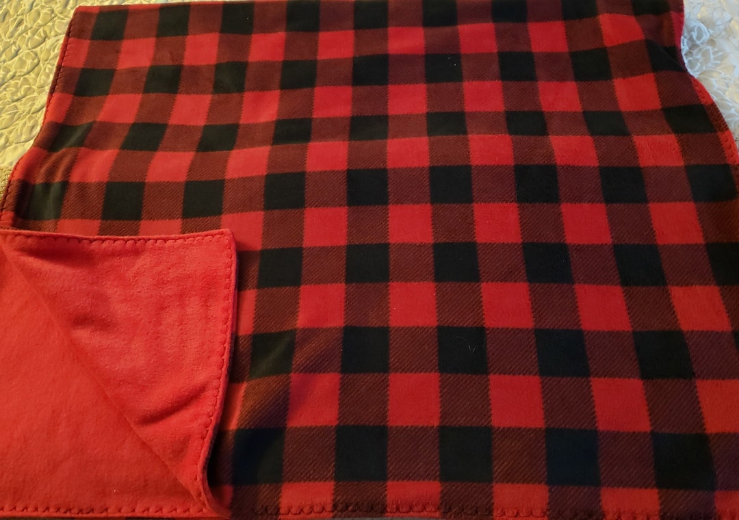 Red/black Buffalo Check Fleece Throw Blanket - Etsy