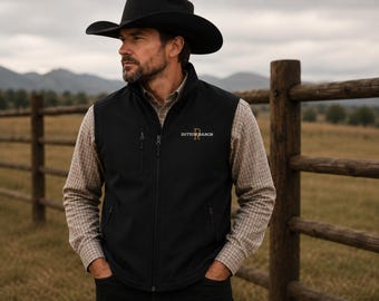 Cowboy Soft Shell Vest – Custom Embroidery – “Dutton Ranch” Vest – Unisex