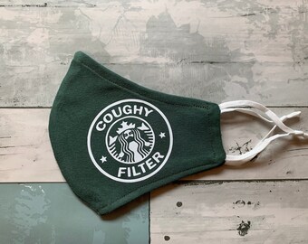 Starbucks inspired Coughy Filter handmade face mask