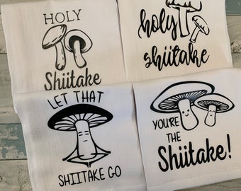 These tea towels are the Shiitake collection of 4 flour sack towels