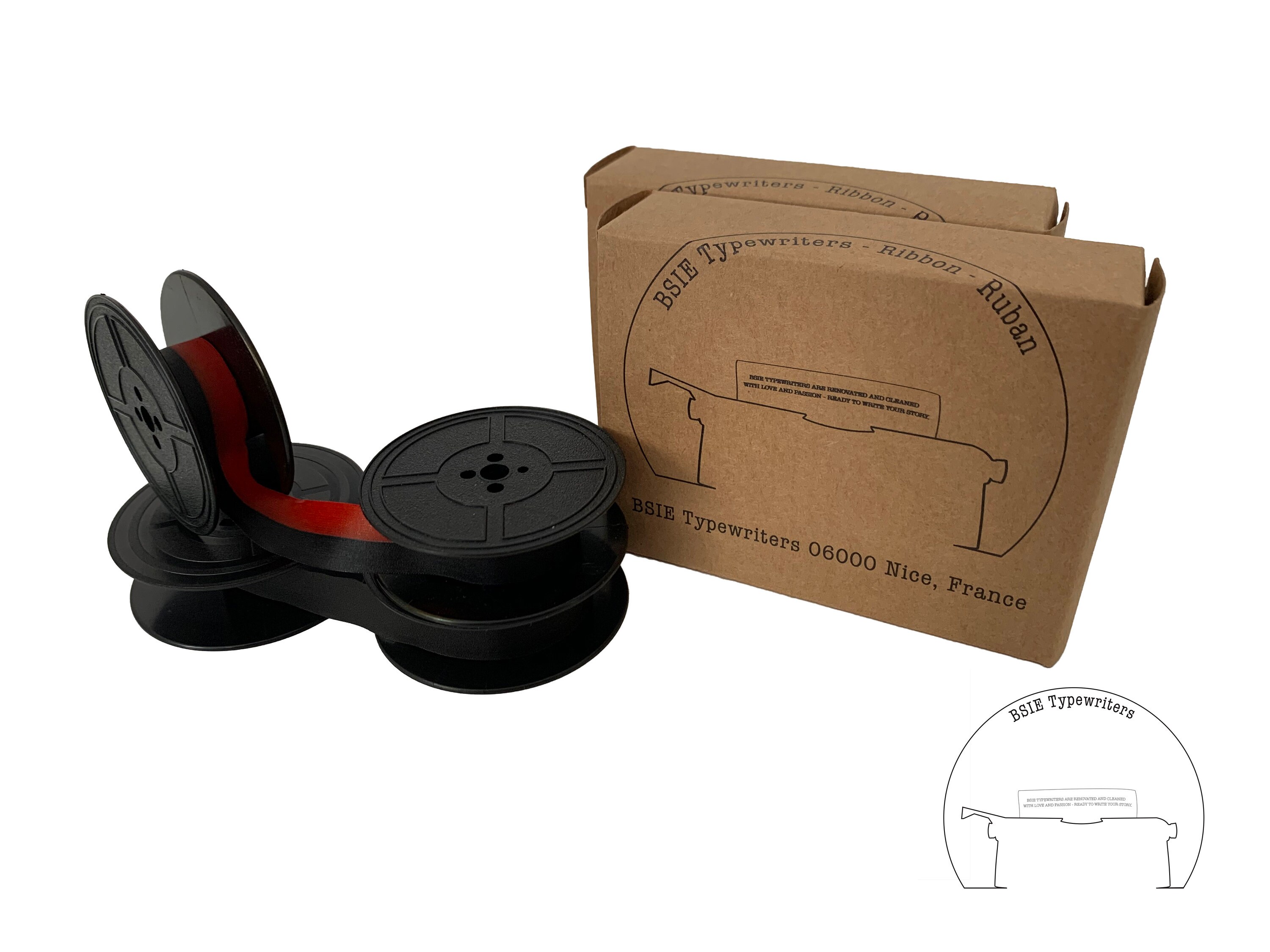 Nastro Macchina Da Scrivere Olympia - Ricambio Nero E Rosso In Stoffa