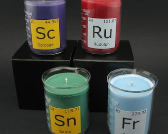 Personalized Christmas Mini Chemistry Beaker Candle (100 mL Volume)