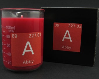 Personalisierte Mini-Chemie-Becherkerze (100 ml Volumen)