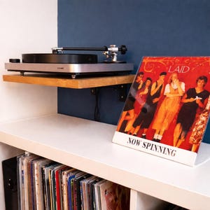 Rustic Wood Turntable Shelf, LP Vinyl Media Storage, Wall Mounted HiFi Stand