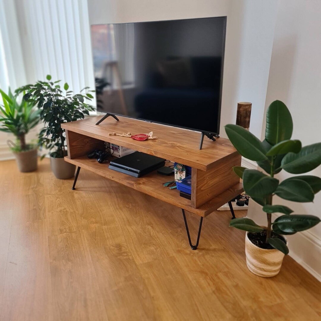 Rustic TV Unit/stand With Hairpin Legs Etsy