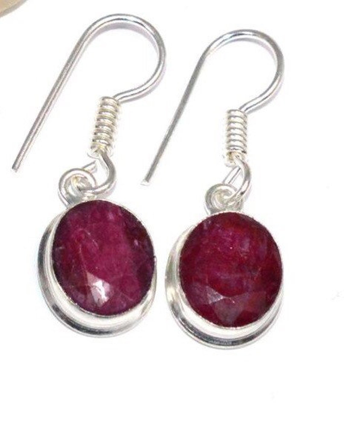 Red Ruby 0.925 silver dangle drop earring handmade gemstone | Etsy