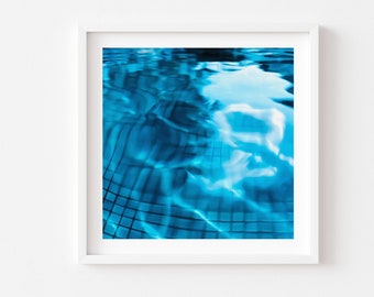 Abstract turquoise swimming pool wall art square Framed Print, Canvas or Print