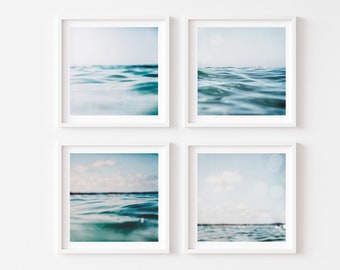 Abstract Ocean and Waves set 4 Square Framed Prints Canvases or Prints