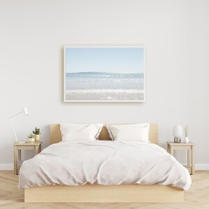 Australian Coastal Wall Art Framed Print, Canvas or Print a dreamy, serene pale blue beach scene taken at Noosa Beach image 2