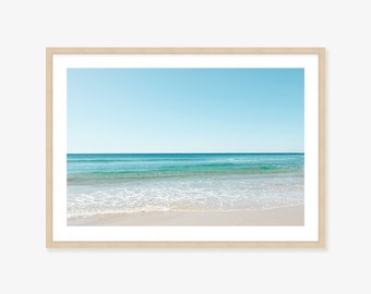 Serene Australian Beach photography - add this stunning blue coastal Framed Print, Canvas or Print to your decor for a year round beach vibe