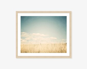 Summer Country Landscape Wheat Field Wall Art Framed Print, Canvas or Print