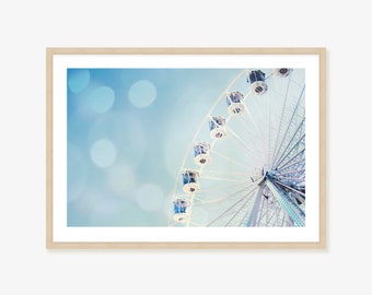 Whimsical Ferris Wheel with Bokeh Framed Print, Canvas or Print