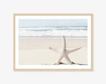 Starfish Beach Print: Whimsical Coastal Wall Art, Framed Canvas Option