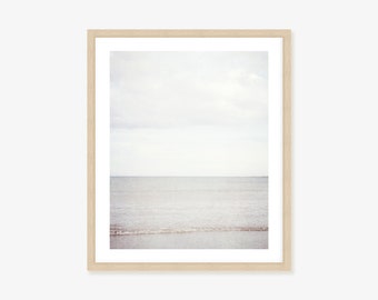 Calm Coastal Framed Print, Canvas or Print in grey tones - ocean wall art for coastal beach decor