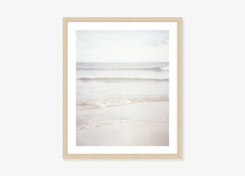 Neutral Beach Framed Print, Canvas or Print Calming Coastal Decor image 1