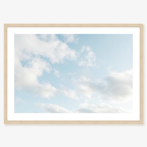 Cloud Photo Wall Art Print - Dreamy Blue Summer Sky and White Cloud Photography Framed Print, Canvas or Print