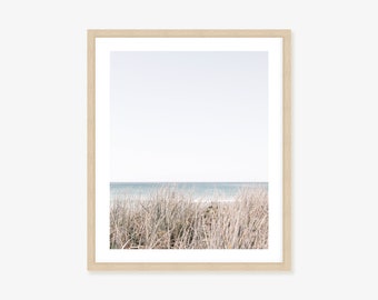 Coastal wall decor - sea grass and beach Framed Print, Canvas or Print in neutral coastal tones