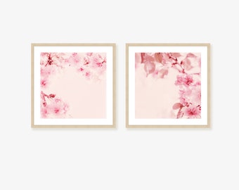 Pink Spring Blossom Framed Print Set, Canvas Set or Print Set - Nature Photography Set