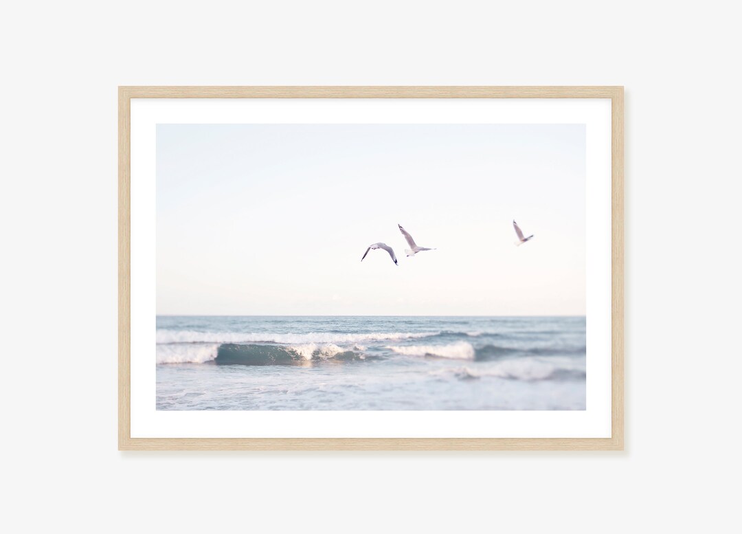 Seagulls Beach Print: Coastal Ocean Wall Art - Etsy