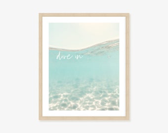 Underwater Photography Framed Print, Canvas or Print- Typography Ocean Wall Art