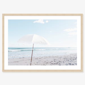 Beach Umbrella Print: Coastal Seaside Wall Art