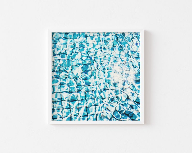 Swimming pool wall art Framed Print, Canvas or Print square water photograph image 1