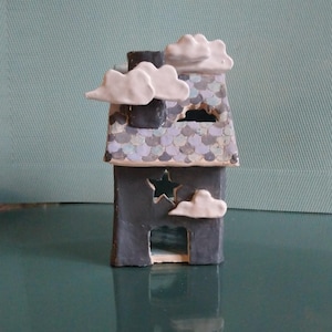 Ceramic candle holder for fragrance burner My house in the clouds