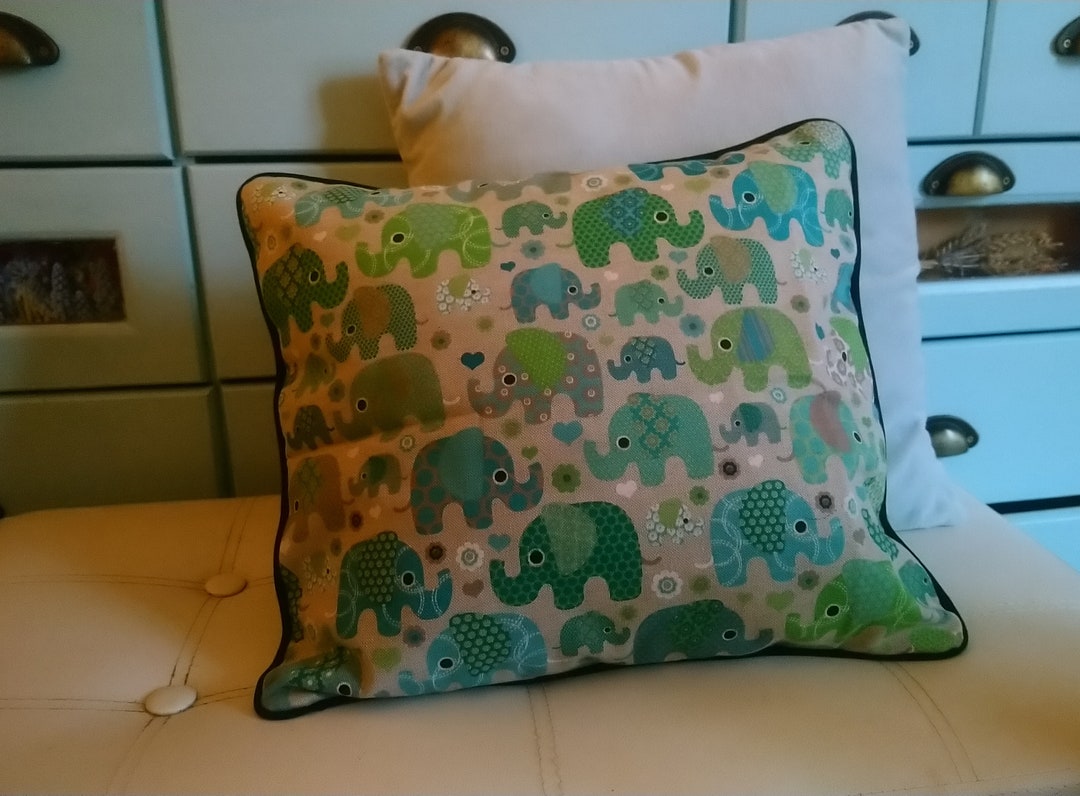 Thick Cotton Cushion Cover Patterns Vintage Elephants Etsy UK