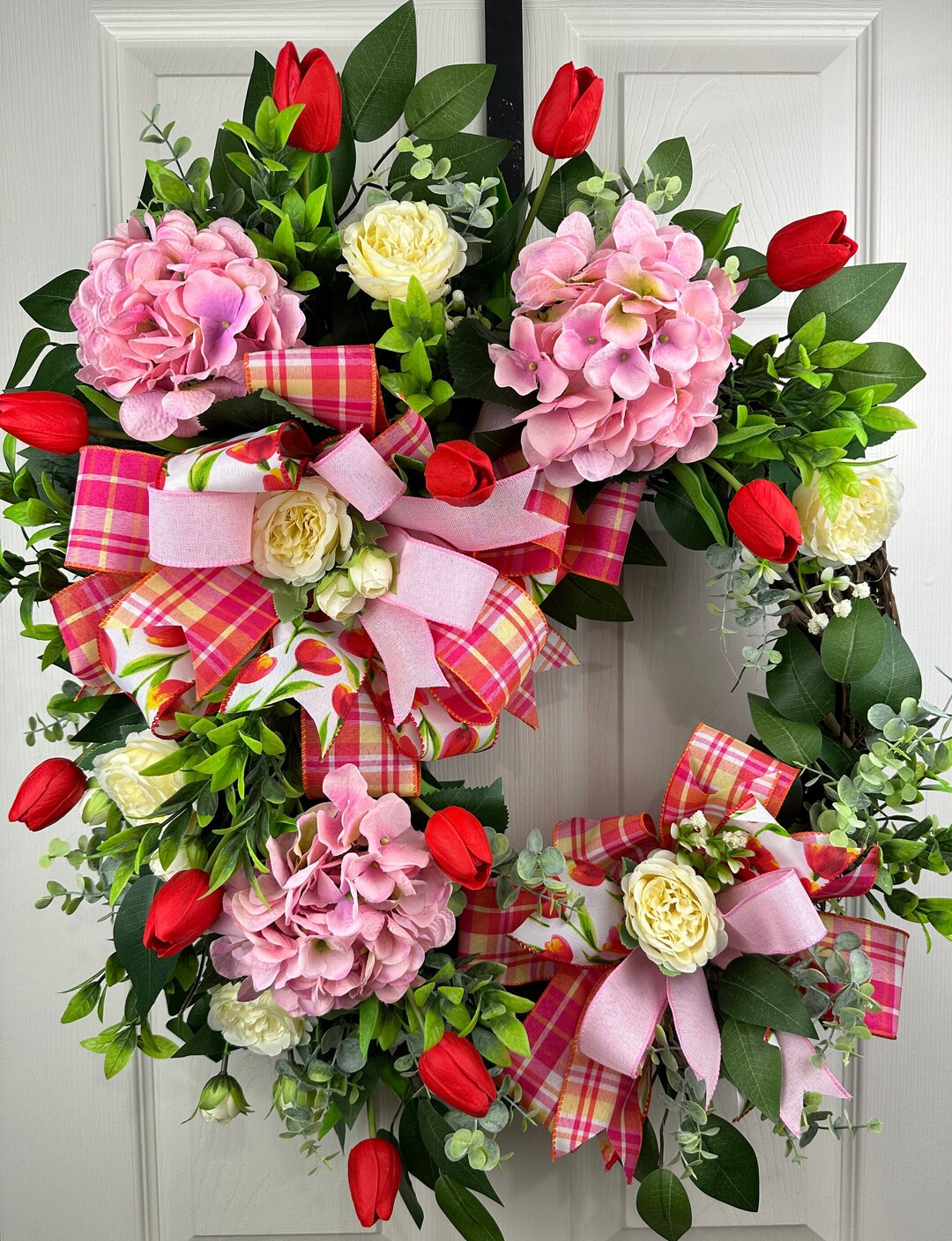 Spring Wreath, Spring Tulip Wreath, Large Spring Wreath, Pink Spring ...
