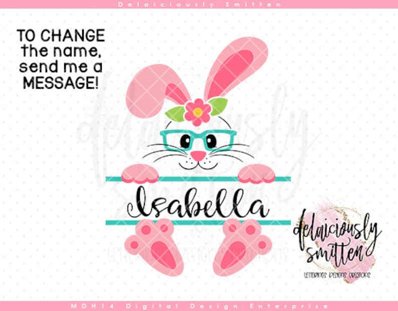 Download Cute Bunny Girl CUSTOM Name SVG Easter svg Easter Flowers ...