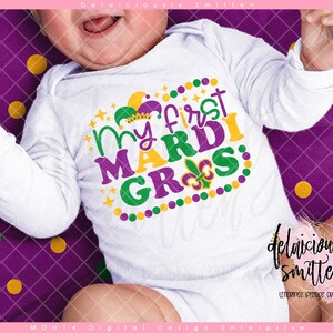 Meu primeiro carnaval SVG, arquivo de corte de carnaval, primeiro ditado do bebê, citação de criança, design infantil, sublimação PNG, silhueta Cricut svg dxf png